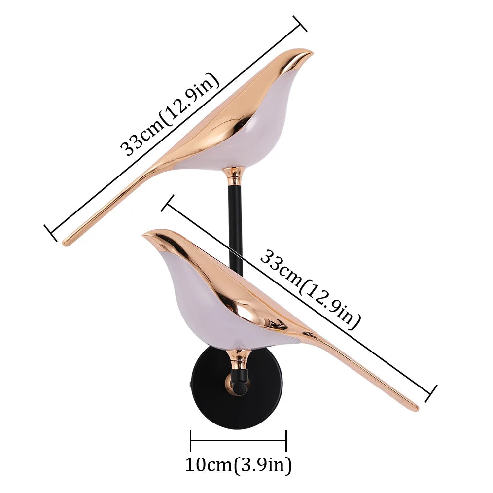 Afralia™ Rose Gold Nordic Bird LED Wall Sconce for Bedroom & Hallway Decor