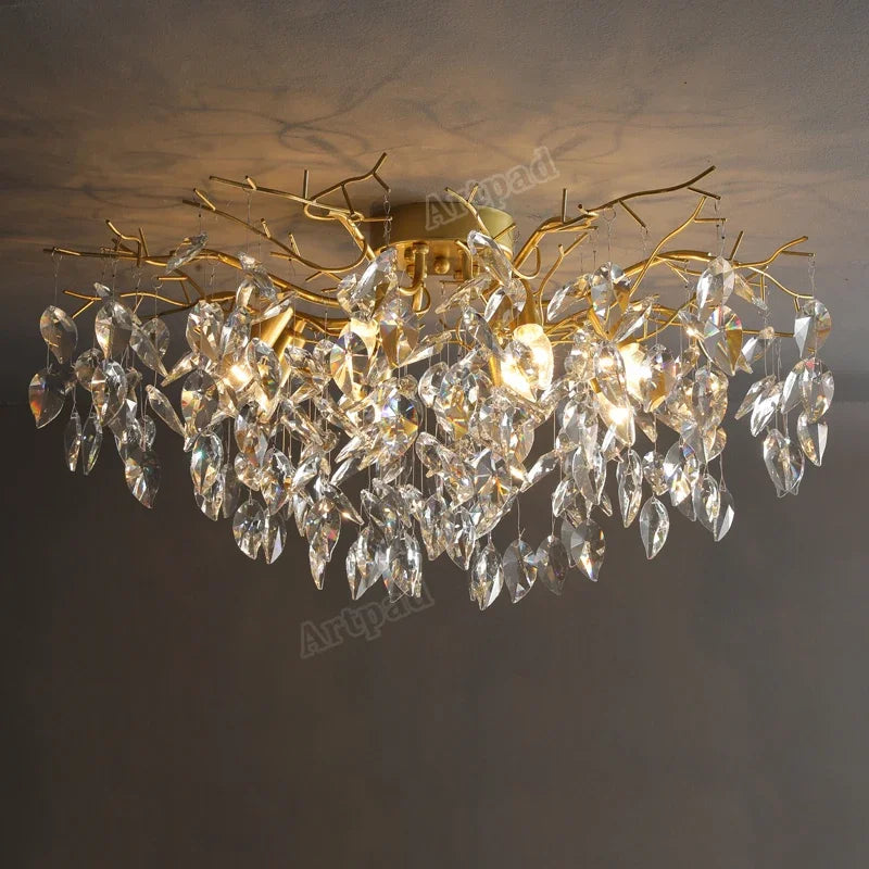 Afralia™ Vintage Crystal Ceiling Lamp LED Chandelier for Living Room & Bedroom
