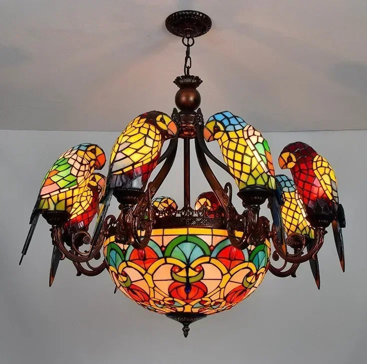 Afralia™ Glass Parrot Pendant Chandelier - Luxury Home Lighting Fixture