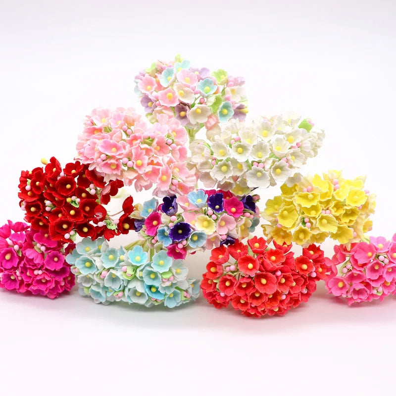 Afralia™ Mini Paper Rose Bouquet Wedding Decoration Artificial Flower DIY Scrapbooking