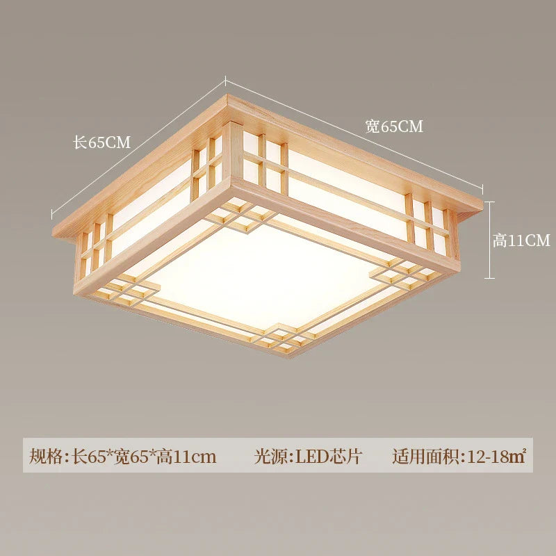 Afralia™ Solid Wood Ceiling Chandelier Light for Home Decor, LED Square Lamp for Living Room