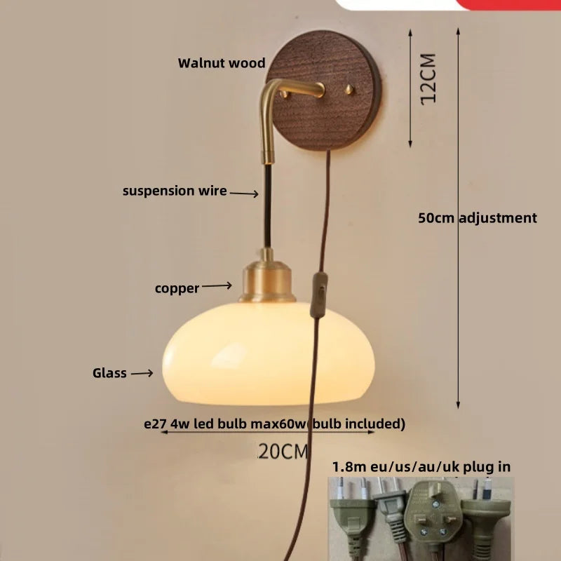 Afralia™ Nordic LED Wall Sconce Wood Base Modern Vanity Light