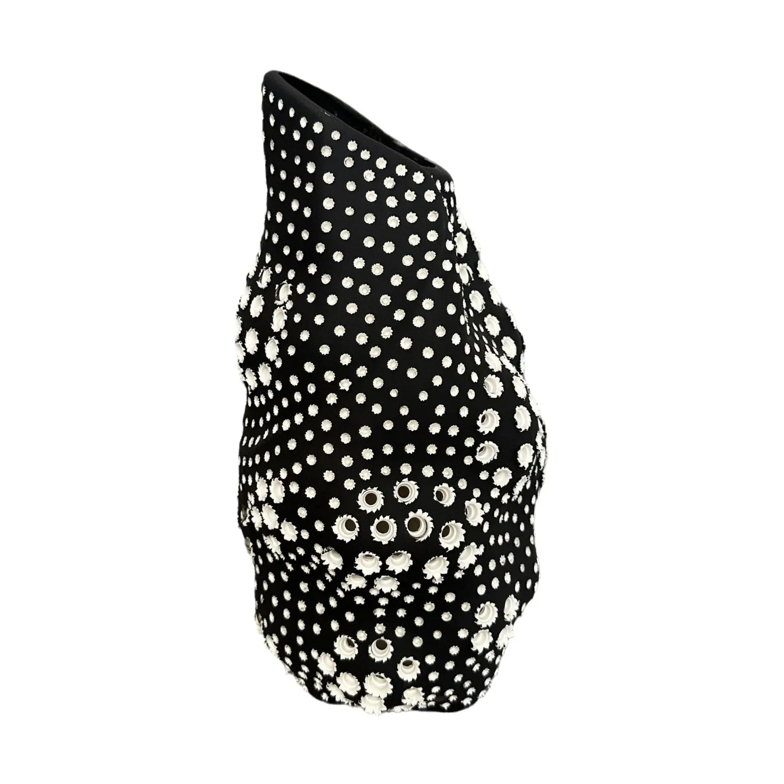 Afralia™ Polka-dot Hollow Ceramic Vase - Handcrafted Home Decor - Irregular Pattern