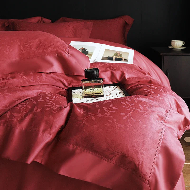 Afralia™ White Egyptian Cotton Jacquard Bedding Set, Luxury Silky Soft, 1000TC