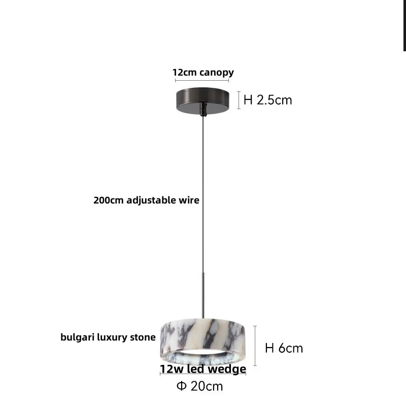 Afralia™ Wabi Sabi LED Pendant: Adjustable Wire, Bulgari Marble, Carbon Steel, Home Decor