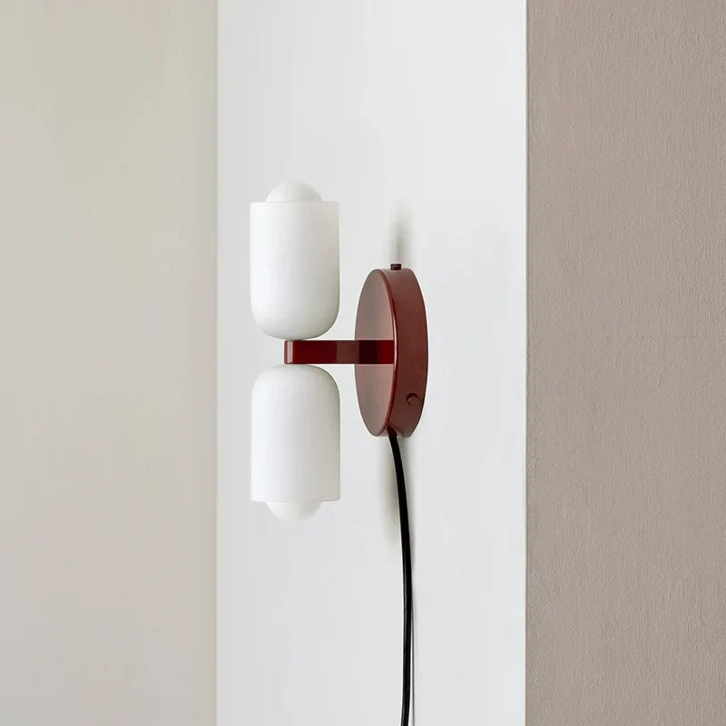 Afralia™ French Cream Double Headed Glass Wall Lamp for Bedroom and Living Room