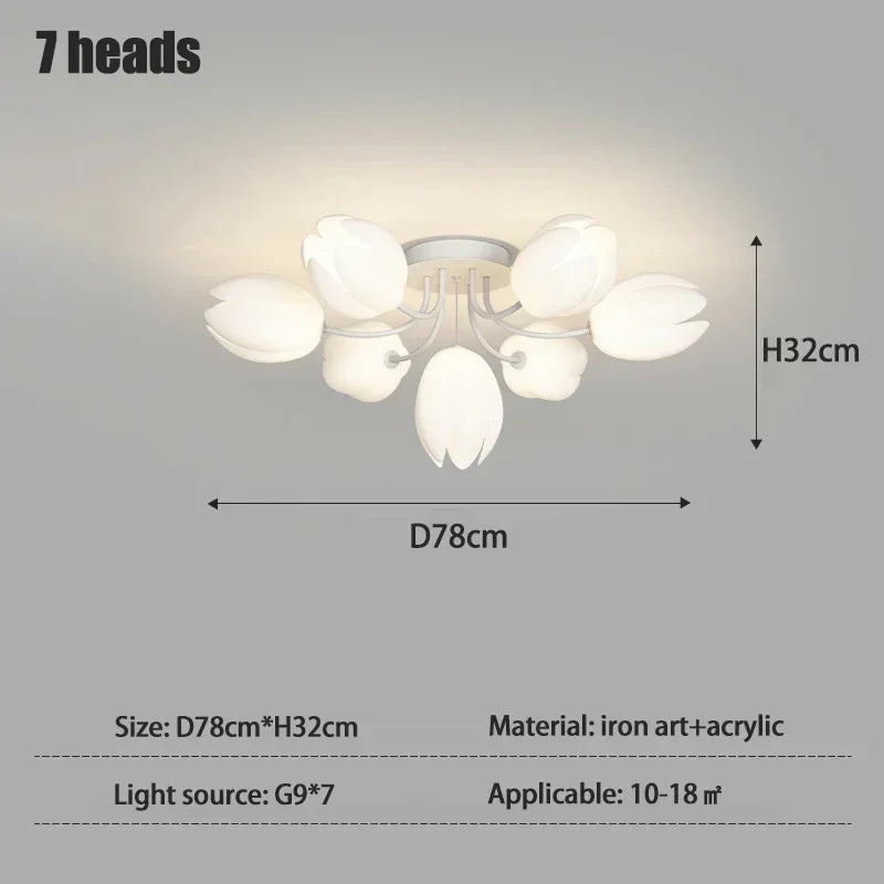 Afralia™ White Lily Blossom LED Chandelier for Living Room Kitchen Bedroom