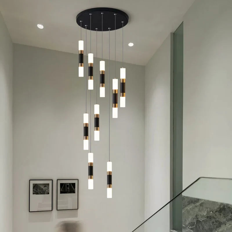 Afralia™ Luxury Crystal LED Stair Chandelier - Modern, Large Hanging Fixture for Staircase Lighting