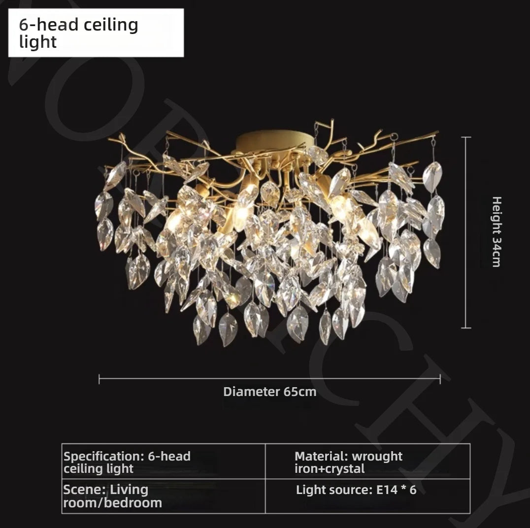Afralia™ Luxury Gold Branch Ceiling Light Fixture