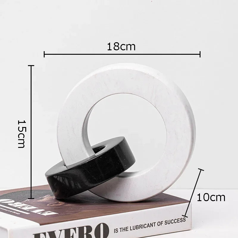 Afralia™ Ceramic Knot Sculpture Marble Round Ring Abstract Desk Decor Craft