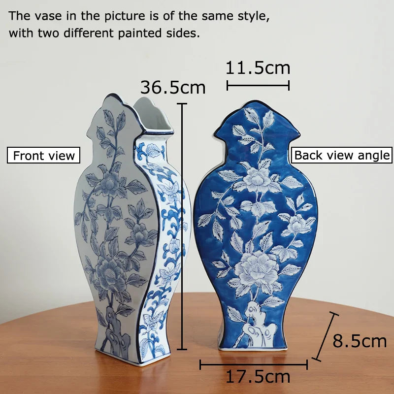Afralia™ Blue & White Porcelain Vase Pot for Stylish Room Aesthetic Decor & Flowers