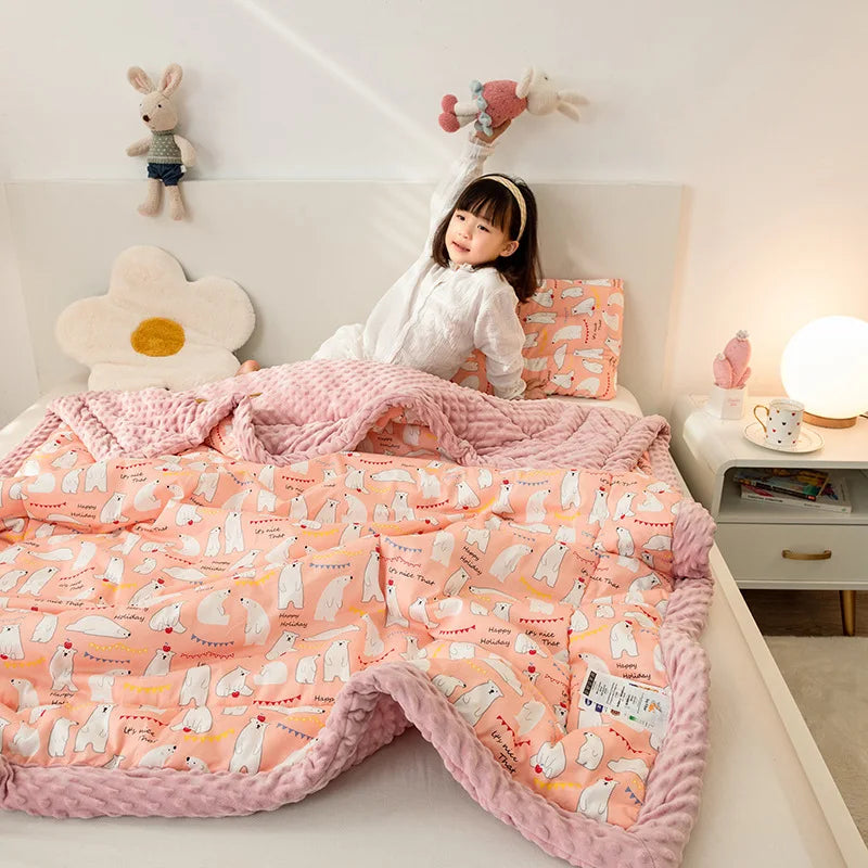 Afralia™ Cotton Floral Double Quilt | Retro Soothe Doudou Bedding Blanket