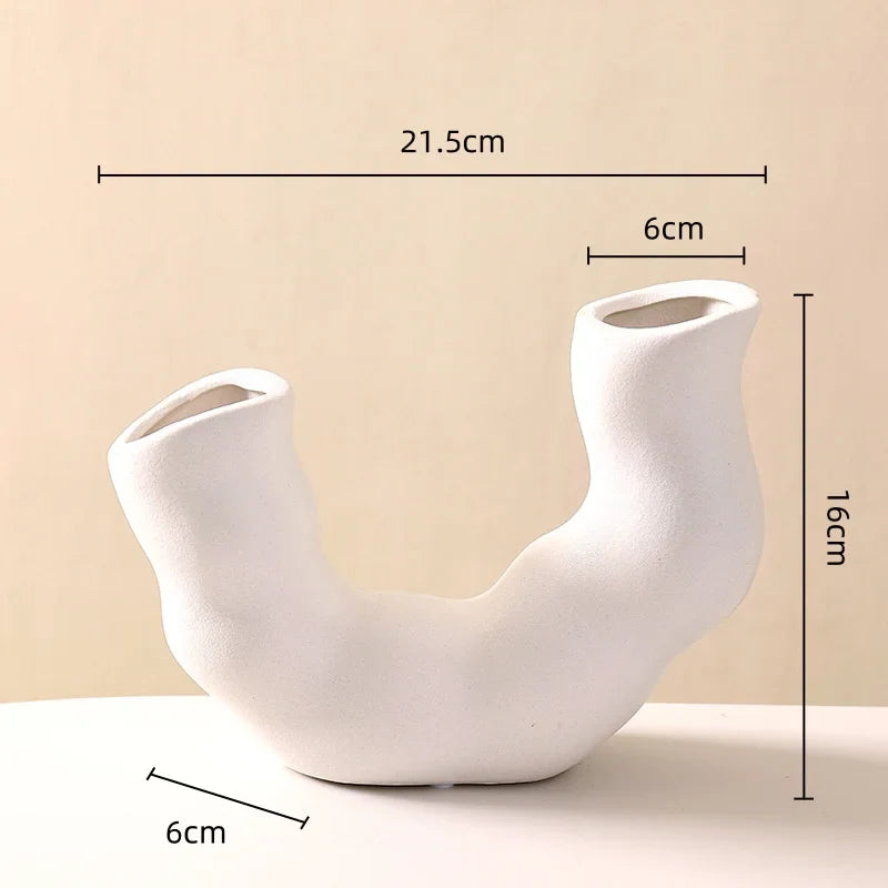 Afralia™ Geometric Ceramic Flower Vase for Stylish Home Decor & Flower Arrangement