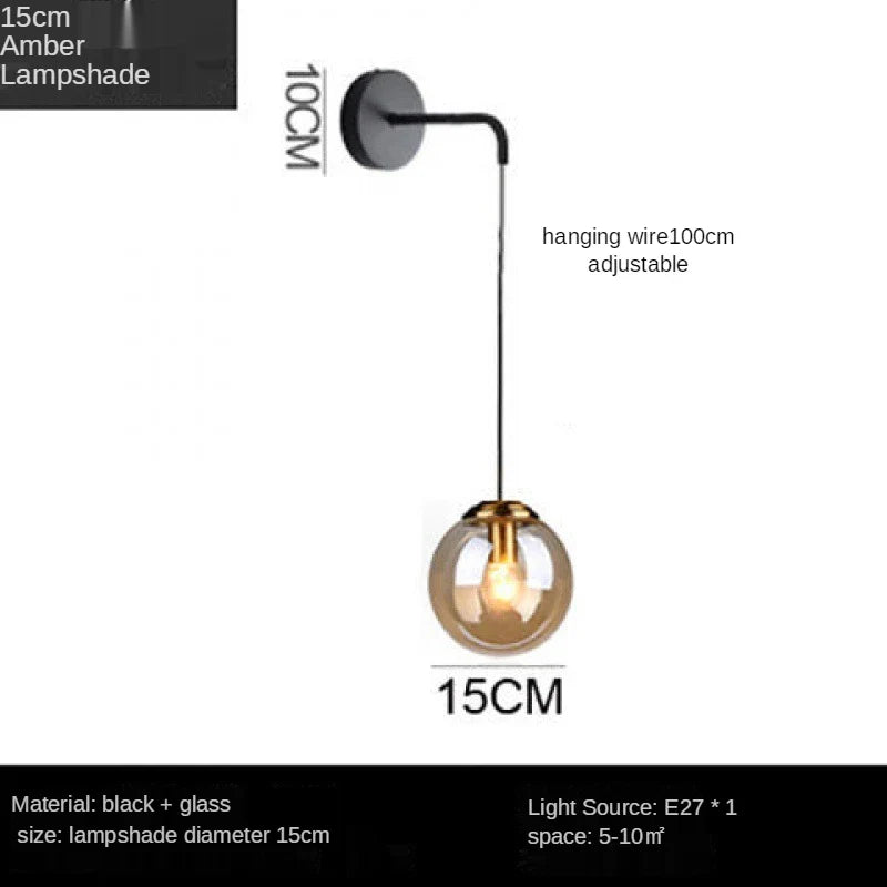 Afralia™ Nordic Brass Glass Wall Sconce: Elegant Living Room Bedside Lighting