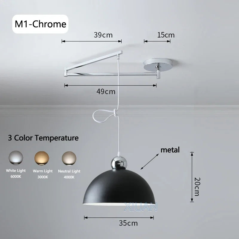 Afralia™ Modern Swing Arm Pendant Lamps PE Metal Sconces Dining Hanging Light