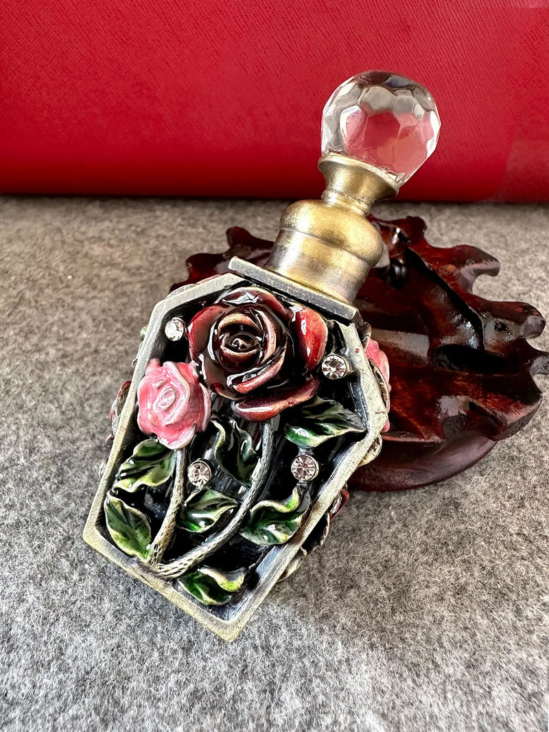 Afralia™ Rose Flower Style Crystal Perfume Bottle - 4ML