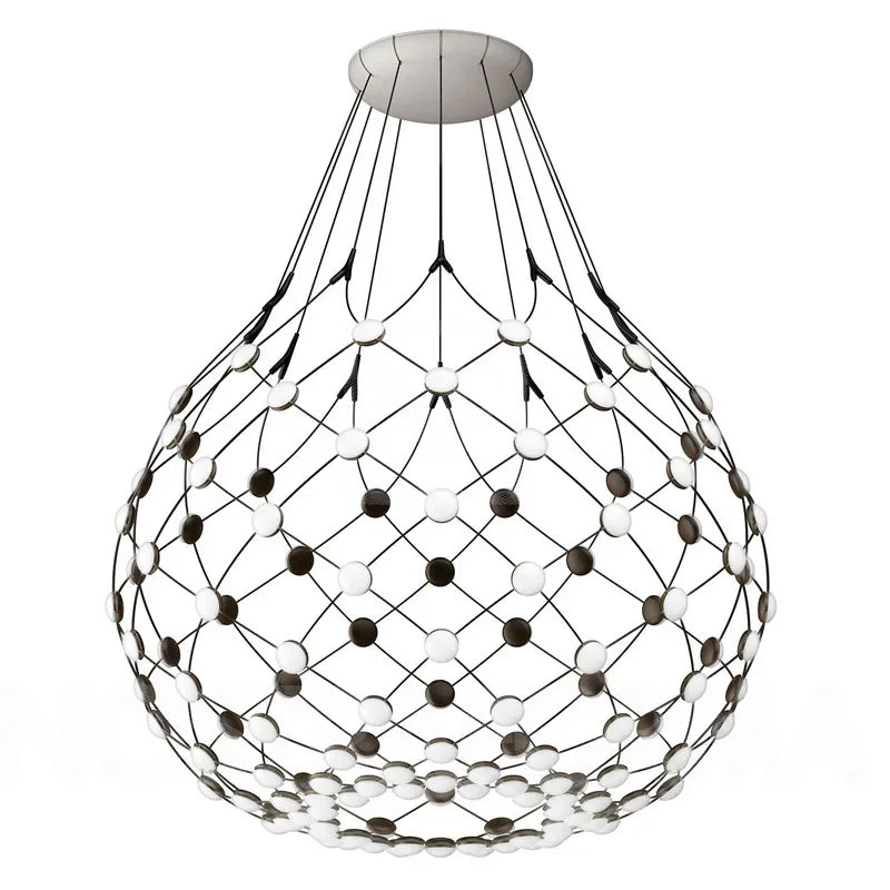 Afralia™ Nordic Designer Led Chandelier Pendant Light Fixture for Dining Room, Black White Luminaria