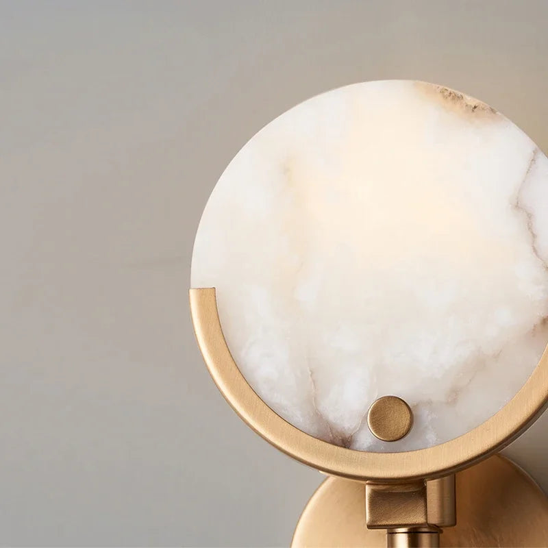 Afralia™ Gold Marble Copper Wall Lamp Modern Minimalist Bedside LED Light