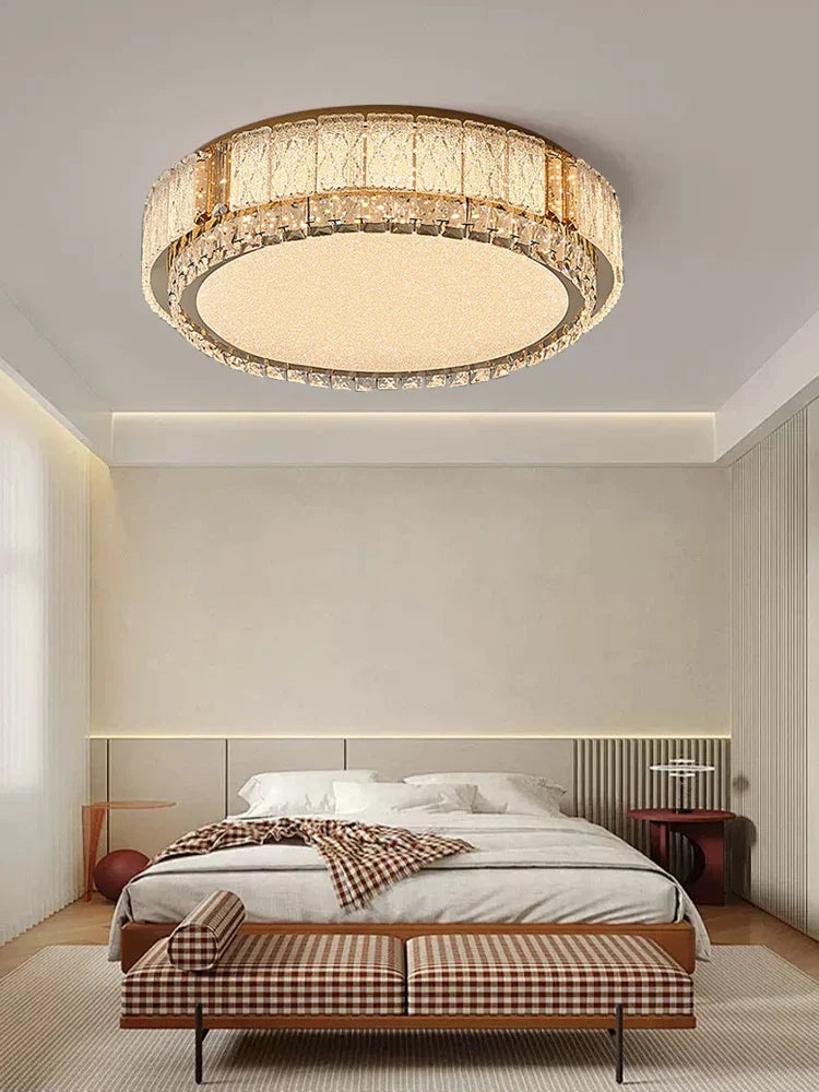 Afralia™ Glass Crystal LED Ceiling Lamp Modern Minimalist Home Décor Light Fixtures