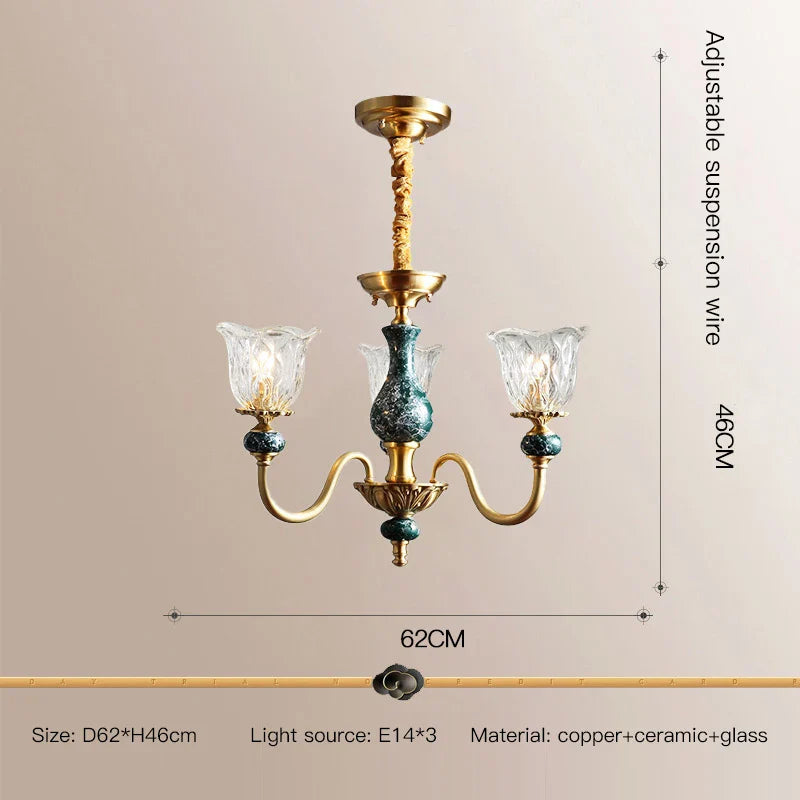 Afralia™ Modern Luxury Copper Marble Glass Chandelier for Home Decor