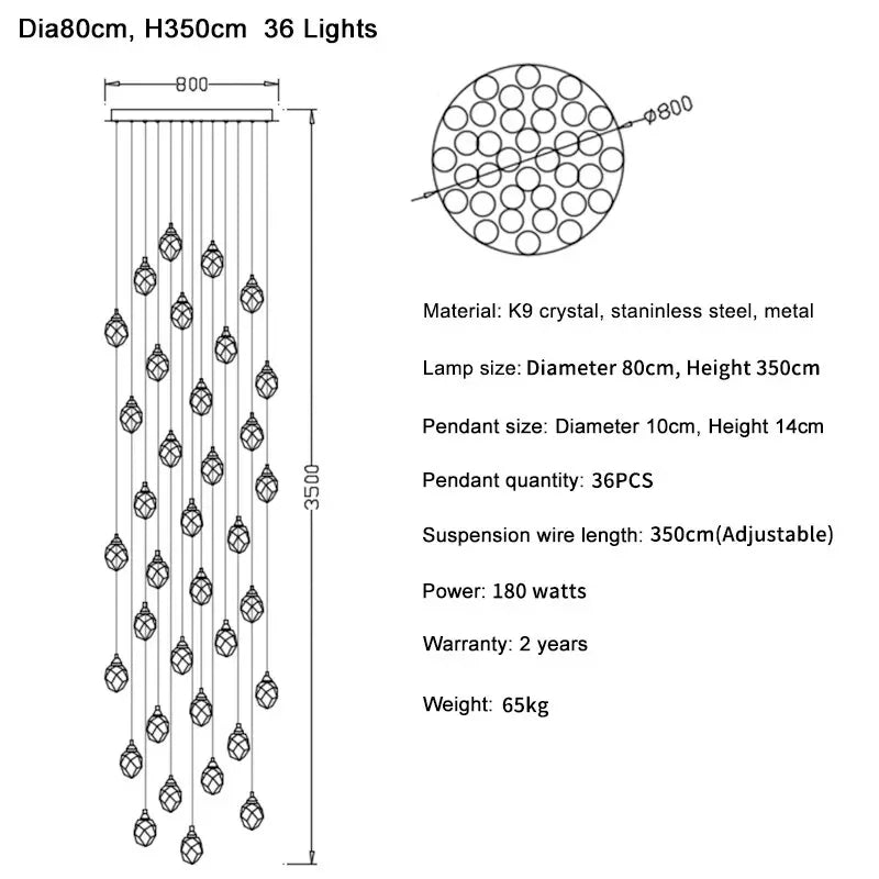 Afralia™ Diamond Crystal Ball Chandelier, Luxury LED Light Fixture for Staircase and Living Room