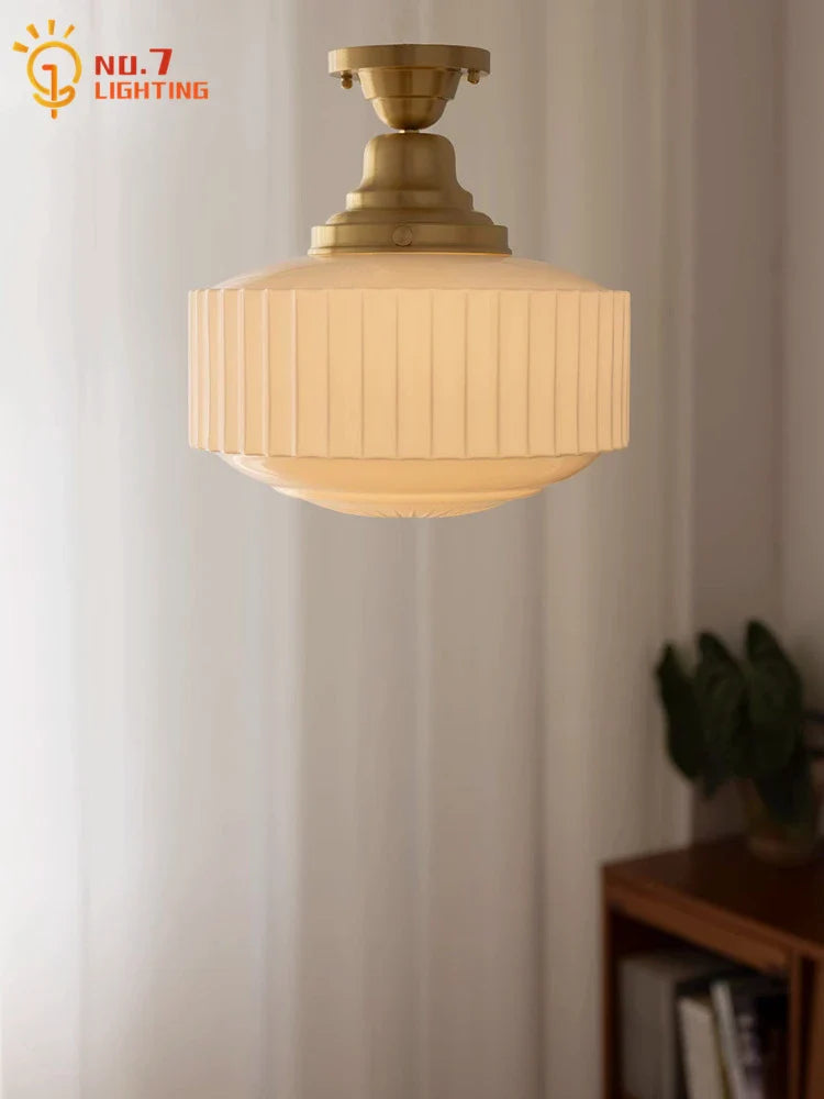 Afralia™ Brass Glass Pendant Lights LED E27 Gold Lustre Ceiling Lamp