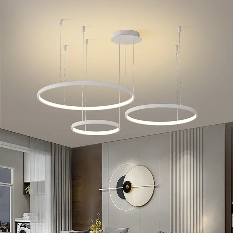 Afralia™ Modern Acrylic LED Ring Pendant Light for Restaurant and Living Room