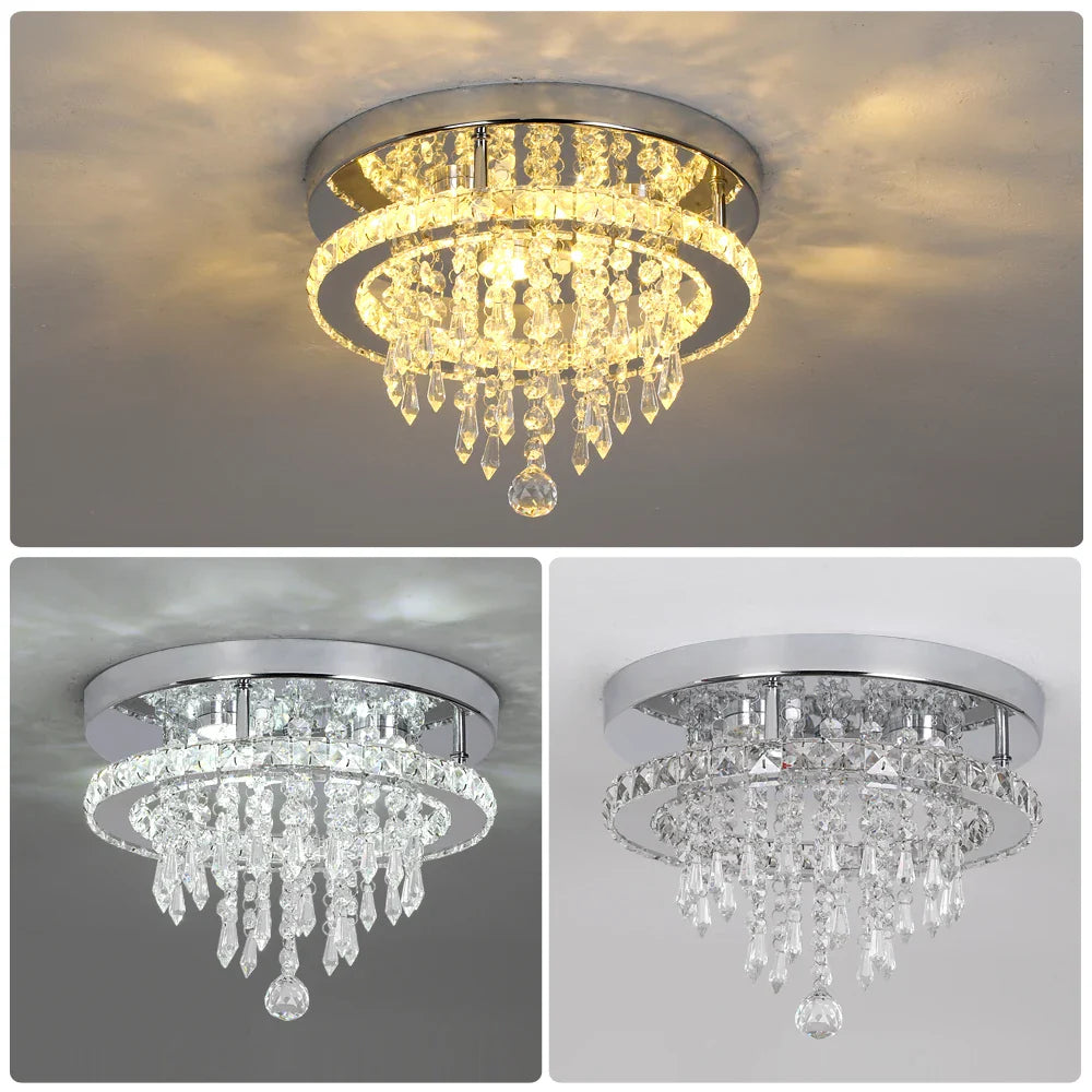 Afralia™ Diamond Crystal LED Ceiling Chandelier Pendant Light for Elegant Living Spaces