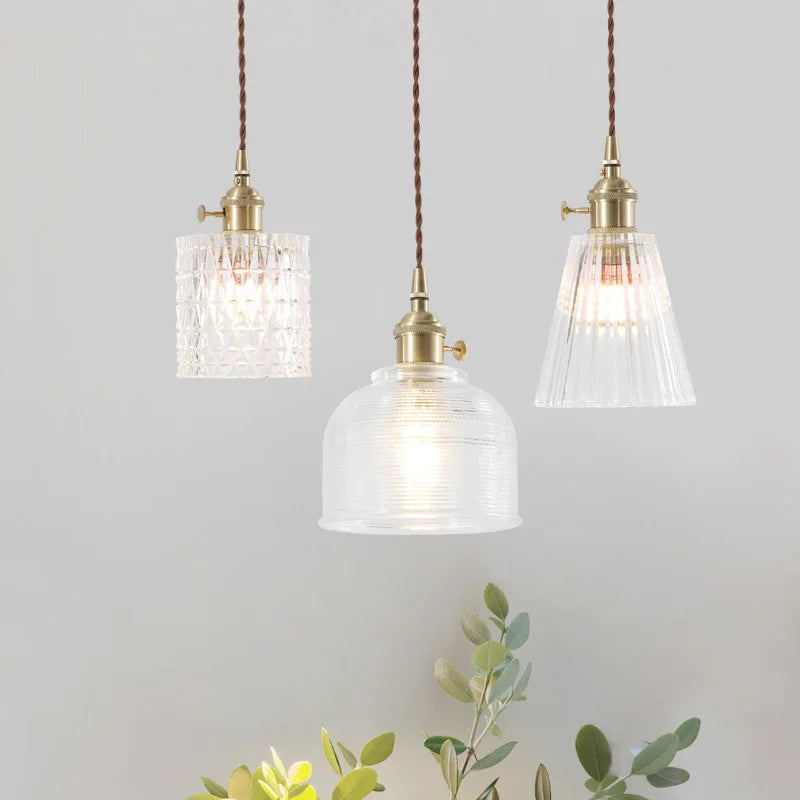 Afralia™ Nordic Style Copper Glass LED Pendant Lights for Living Dining Room