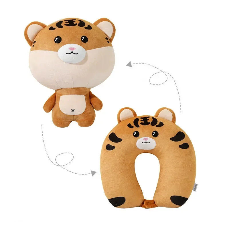 Afralia™ Cute Plush Animal Neck Pillow for Comfortable Travel & Office Rest