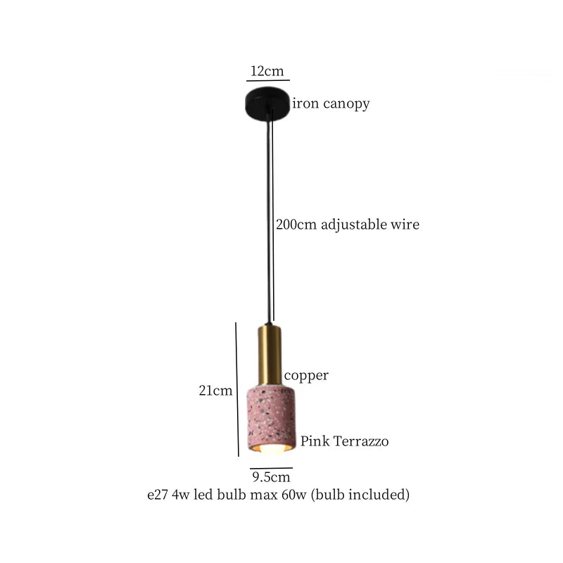 Afralia™ Terrazzo LED Pendant Light - Modern Wabi Sabi Interior Lighting for Living Room