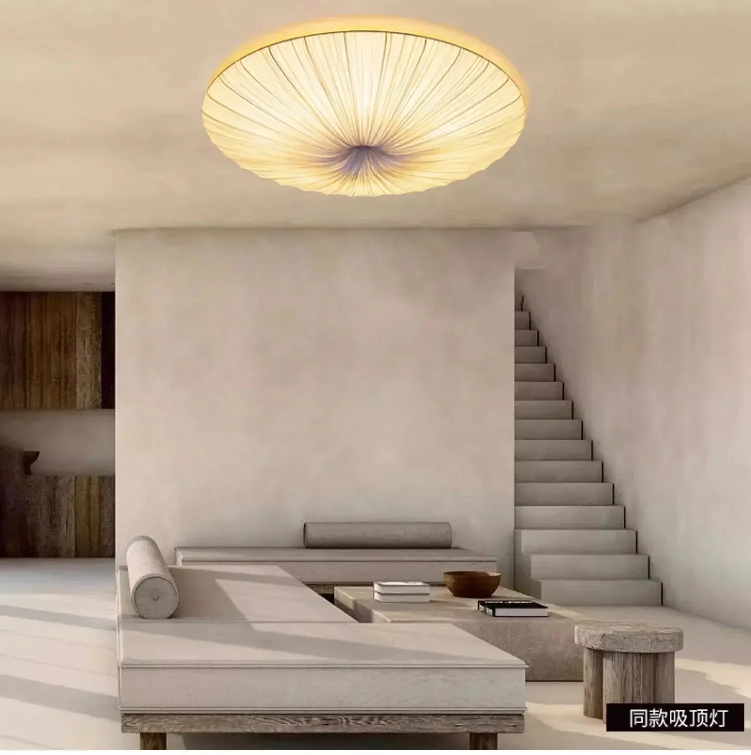 Afralia™ Round Pleated LED Ceiling Light for Living Room, Dining Room, Bedroom, and Restaurant