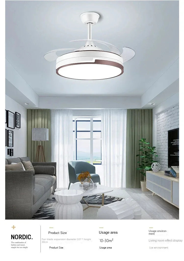 Afralia™ Copper Ceiling Fan with Energy-saving Lighting, Modern Style, 6-speed Variab