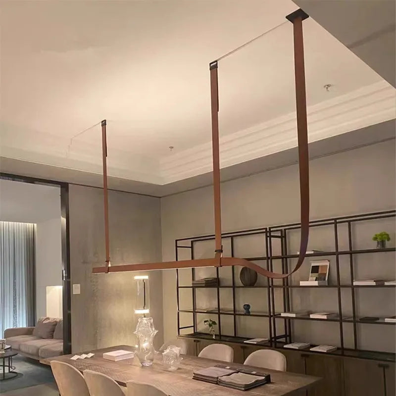 Afralia™ LED Leather Pendant Lamp: Minimalist Dining Room Hanging Light