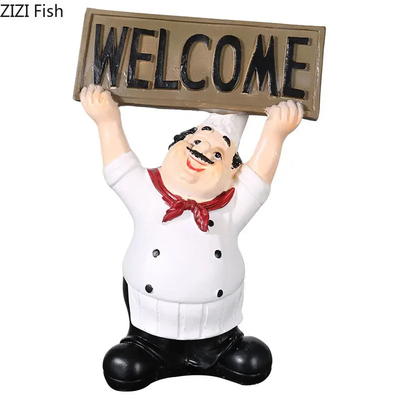 Afralia™ Bearded Chef Resin Figure Sculpture Modern Kitchen Desk Decor Ornaments