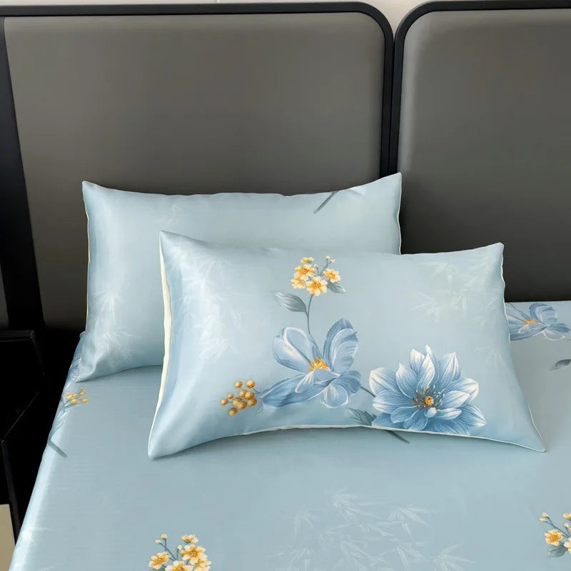 Afralia™ Printed Silky Fitted Sheet: Soft & Anti-Slip Mattress Cover