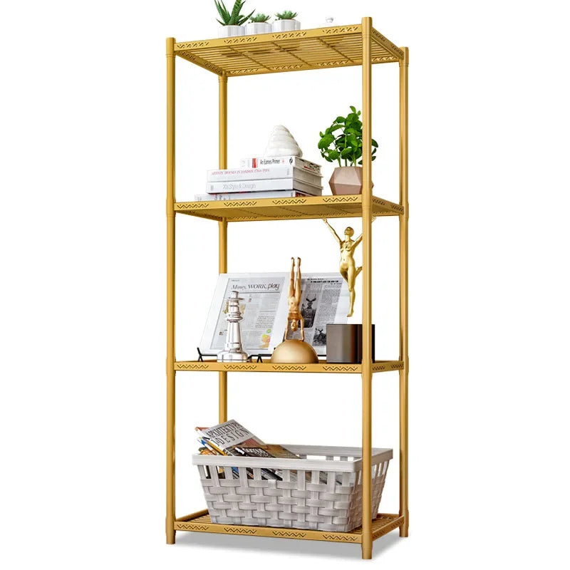 Afralia™ Metal 4-Layer Storage Shelf for Living Room, Bathroom, and Kitchen