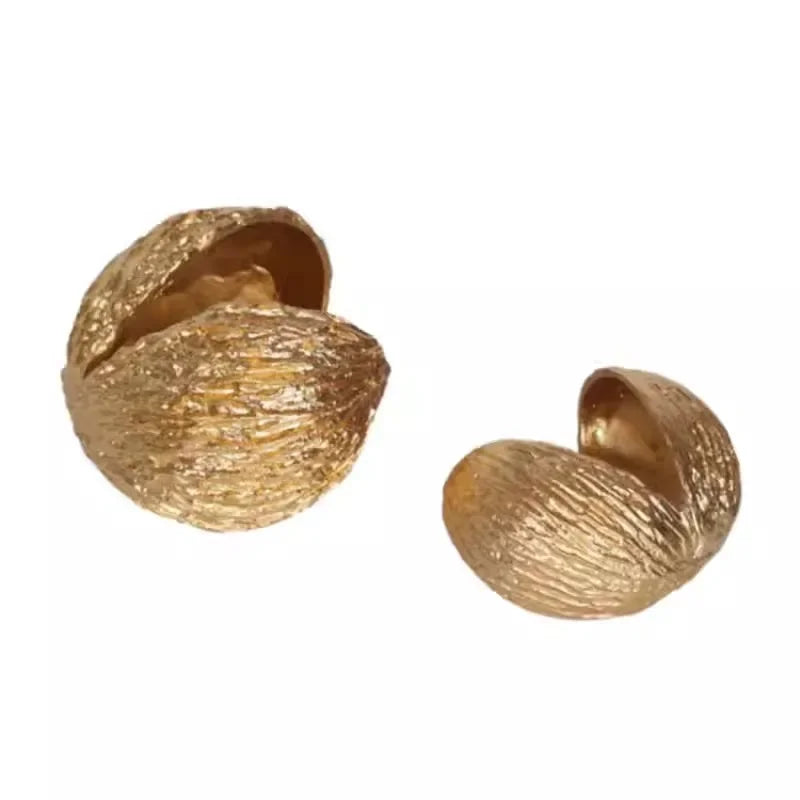 Afralia™ Golden Nut Shell Ornaments Modern Crafts Desk Decoration Artwork Room Aesthetics Decor