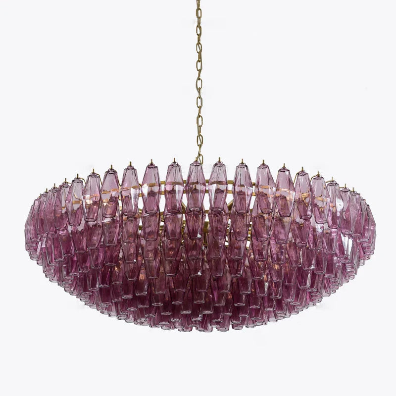 Afralia™ Amber Glass Ceiling Chandelier - Vintage Luxury Round Classic Hanging Lamp