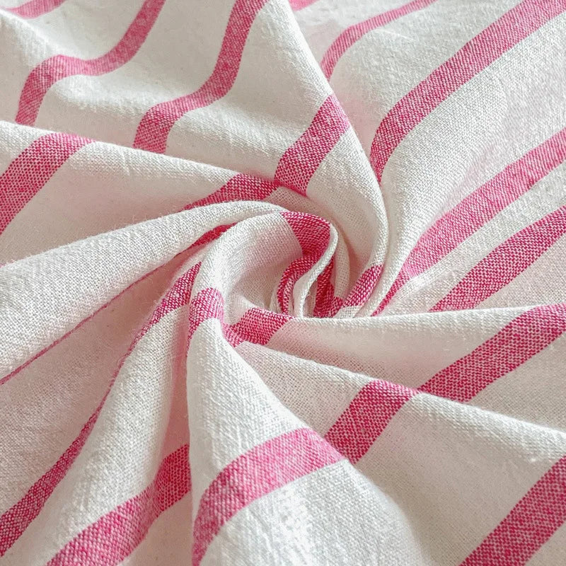 Afralia™ Cotton Stripe Fitted Sheet- Single Cozy Mattress Cover with Elastic Band