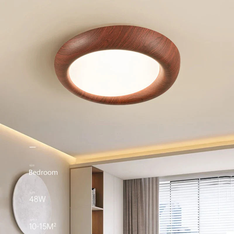 Afralia™ Nordic Wooden LED Ceiling Light Original Wood Color Study Bedroom Fixtures