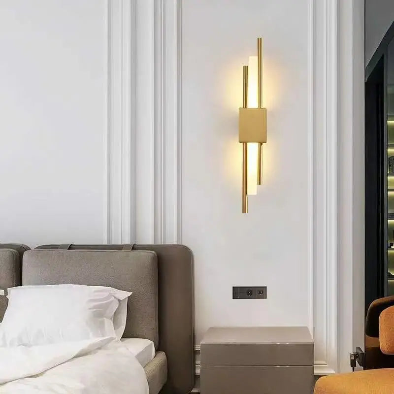 Afralia™ Art Deco Gold LED Wall Sconce with Marble Accent - Modern Bedroom & Living Room Lighting