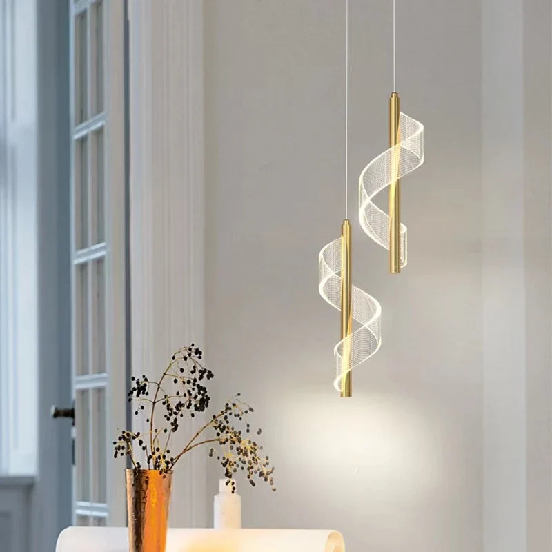 Afralia™ Modern Spiral LED Pendant Light Chandelier for Indoor Bedroom Decor