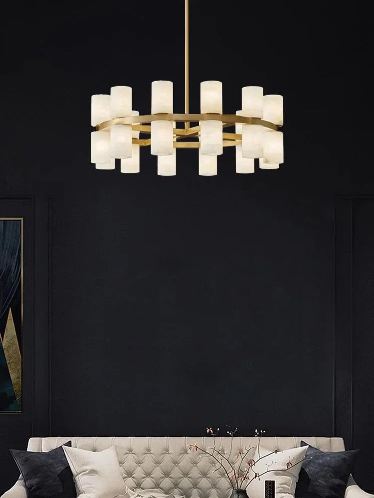 Afralia™ Copper Marble Hanging Lamparas: Elegant Round Indoor Lighting for Dining Room