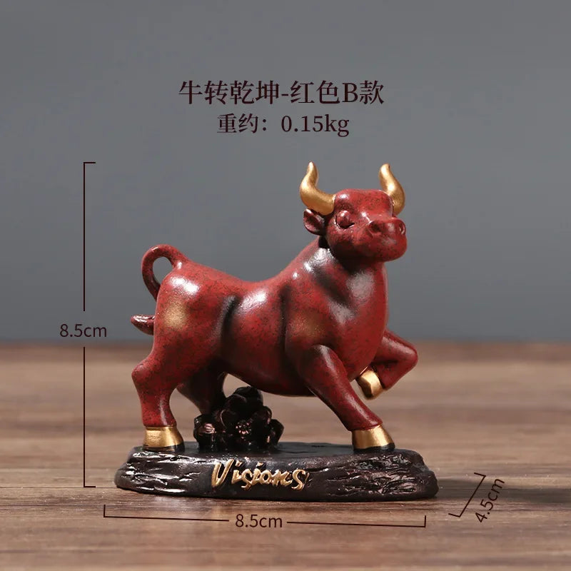 Resin Bull Miniature Statue Handmade Modern Art Sculpture for Home Office Decor by Afralia™