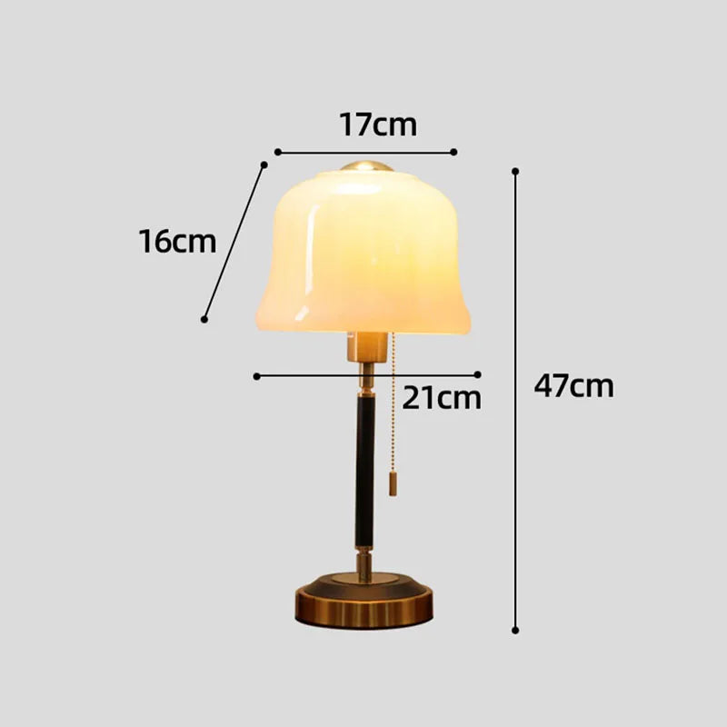 Afralia™ Cream Glass Mushroom Table Lamp for Warmly Lit Romantic Ambiance