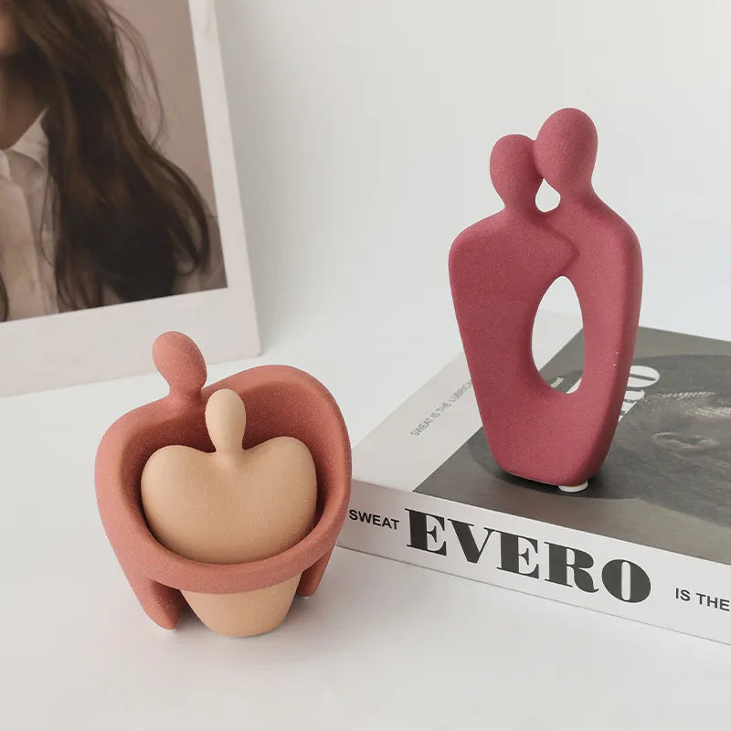 Afralia™ Ceramic Art Couple Statue for Home Office Decor & Living Room Gift