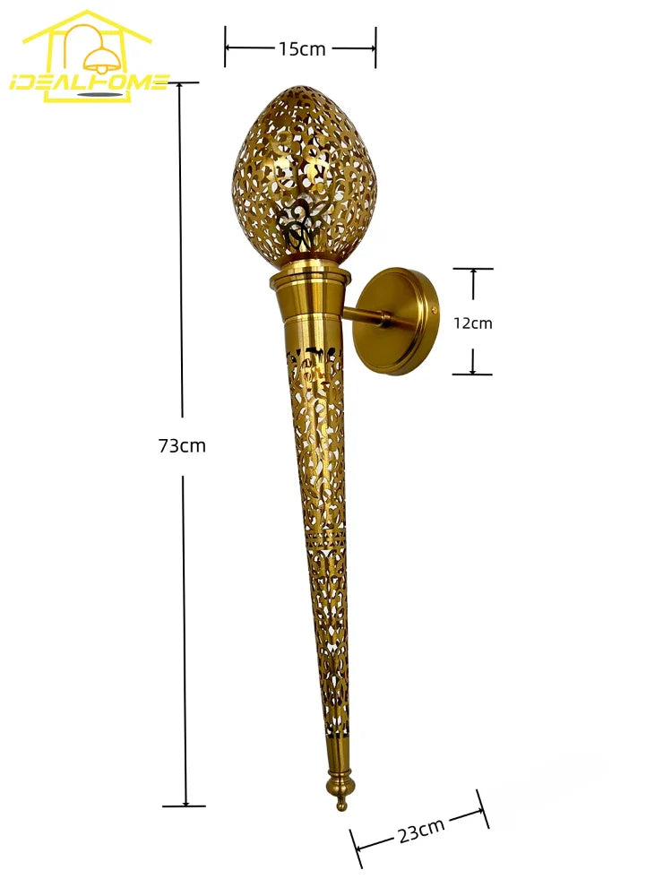 Afralia™ Exotic Torch LED Wall Lamp Gold Lustre, Ideal for Restaurants, Hotels, and Villas.