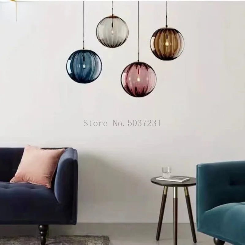 Afralia™ Nordic Glass Ball Pendant Lights | Modern Kitchen Hanging Lamp