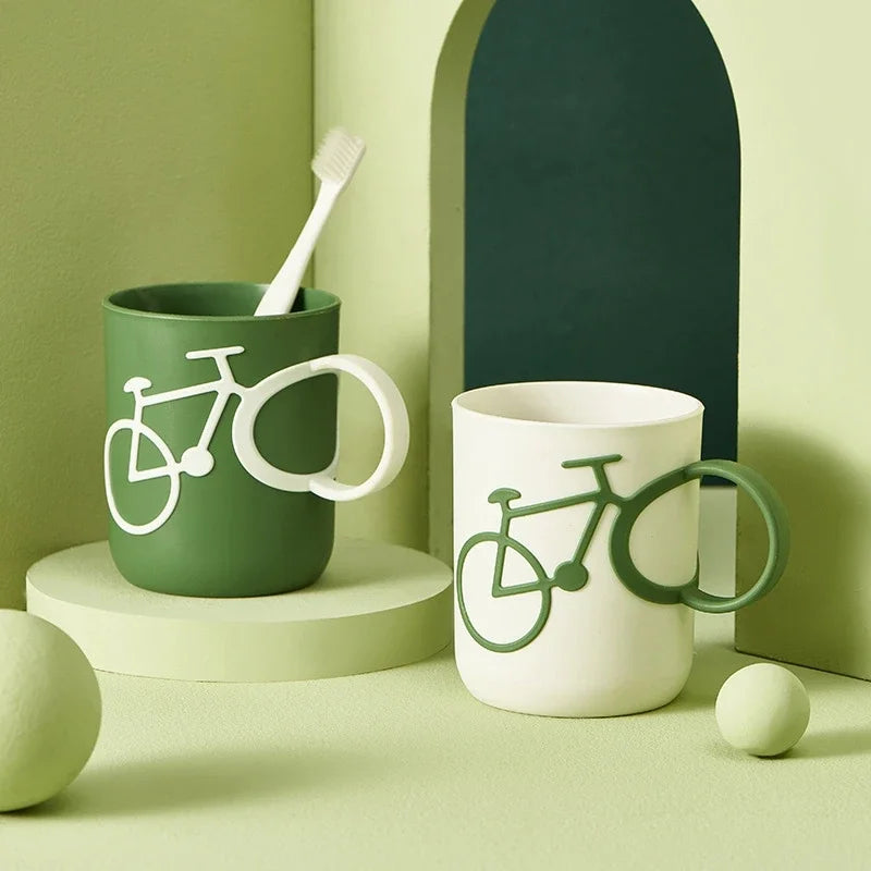 Afralia™ Bike-Shaped Toothbrush Holder Cup Unbreakable Food-Safe Mouthwash Mug